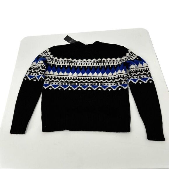 NWT Fair Isle Black Blue White Pullover Sweater Womens Extra Small - Picture 4 of 4